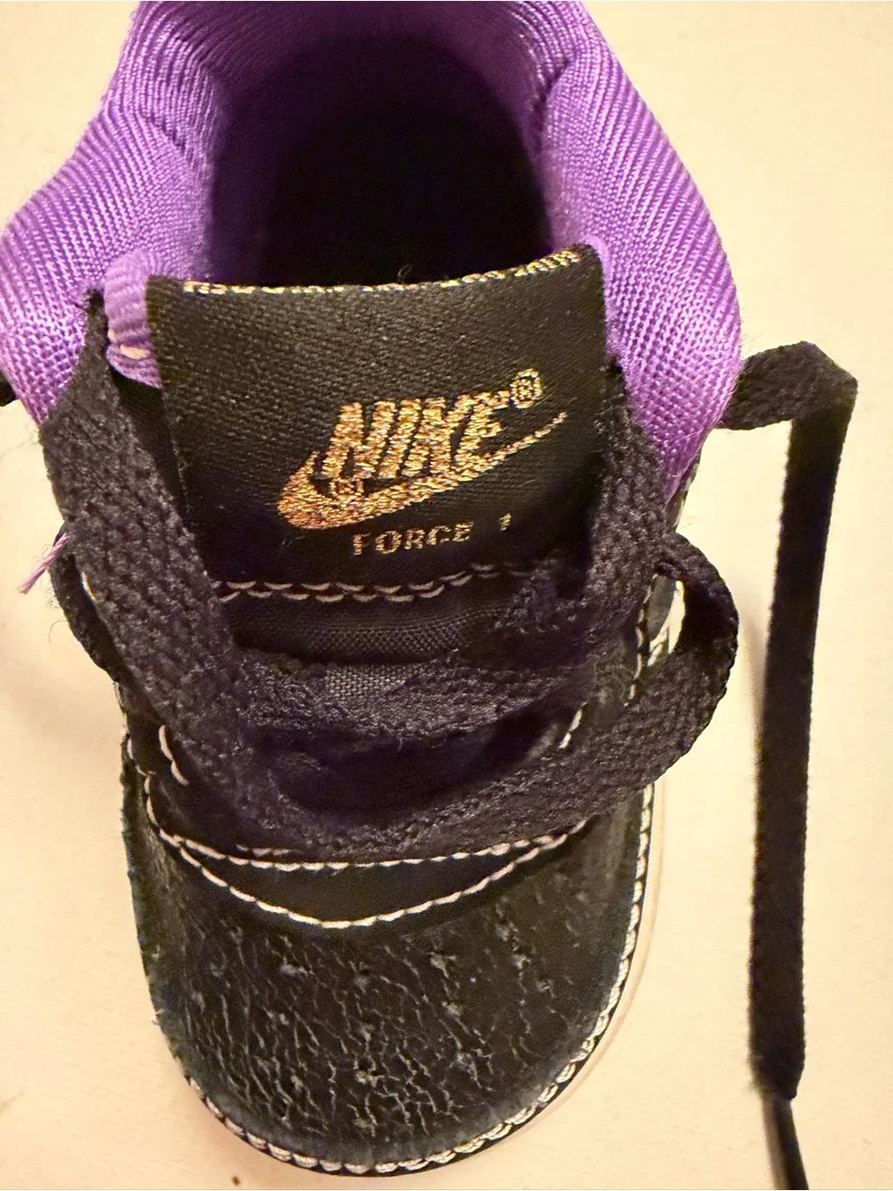 Kids Black and Purple Lace-Up Sneakers